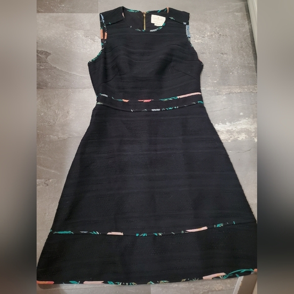 Kate Spade Blossom Trim Tweed Black Sleeveless Dress. Textured. Size 6. - Picture 2 of 10